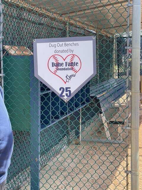 Dane Fante Foundation Dugout Sign